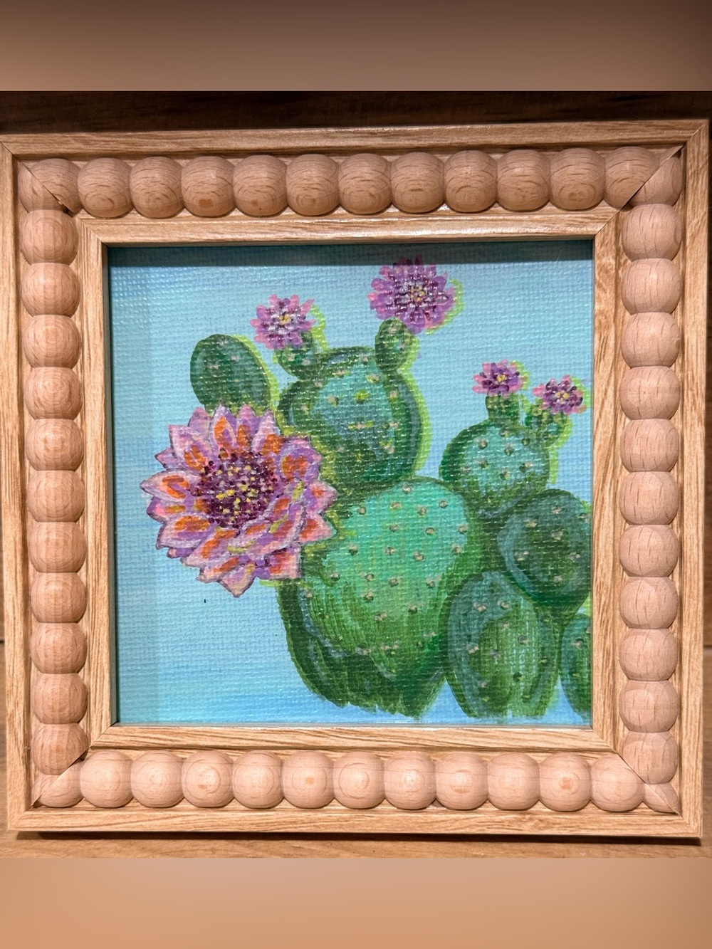 “SOMETIMES IT’S SIMPLE”-Original Framed Cactus Floral Wall Art - Green and Pink